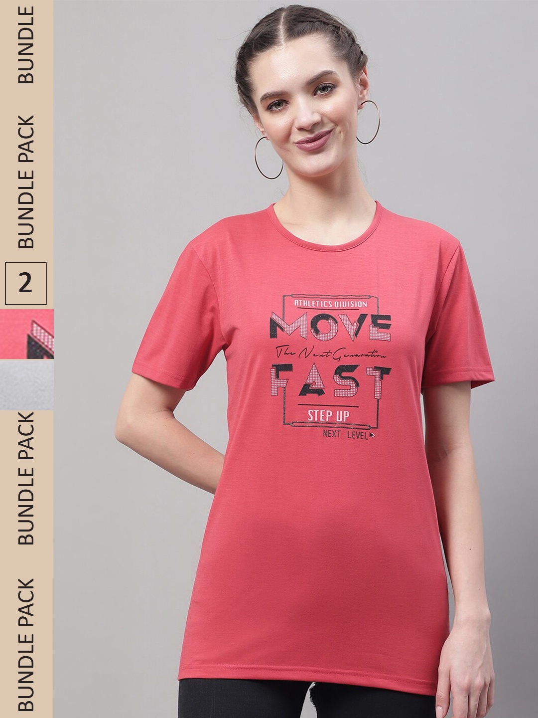

MACK JONNEY Pack Of 2 Round Neck Cotton T-shirt, Grey