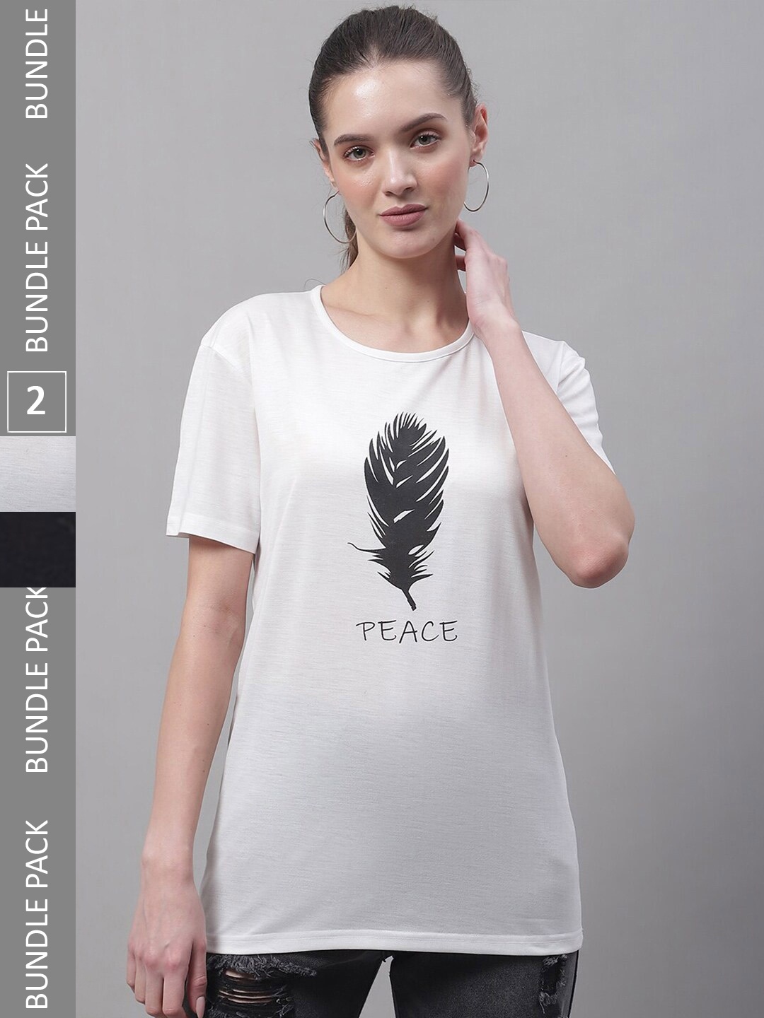 

MACK JONNEY Pack Of 2 Printed Cotton T-shirts, Grey