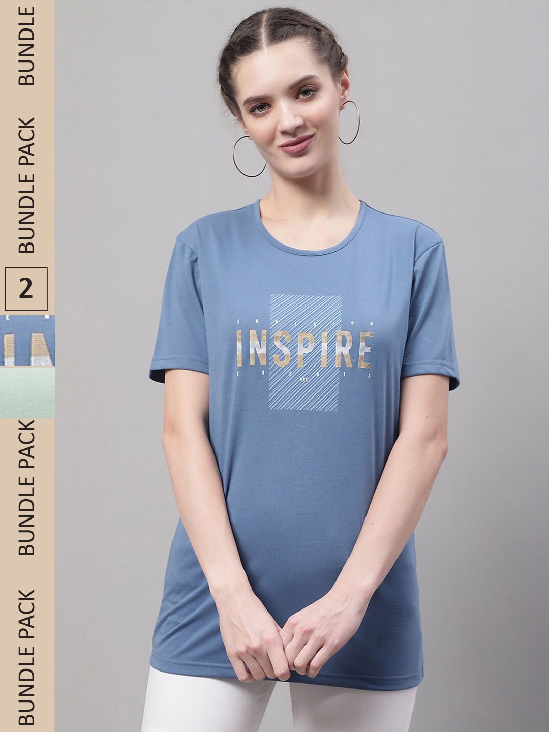 

MACK JONNEY Pack Of 2 Printed Cotton T-shirt, Blue