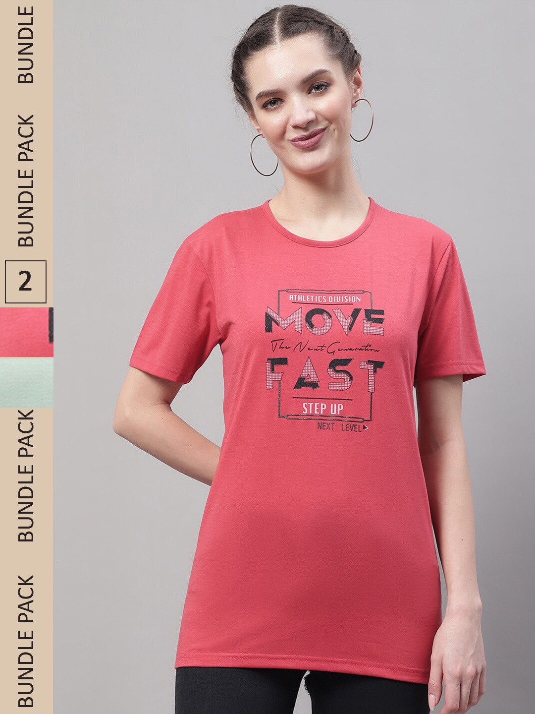 

MACK JONNEY Pack Of 2 Cotton T-shirt, Coral