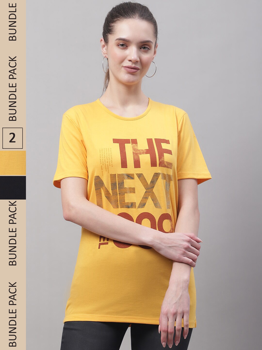 

MACK JONNEY Pack Of 2 Printed Cotton T-shirt, Yellow