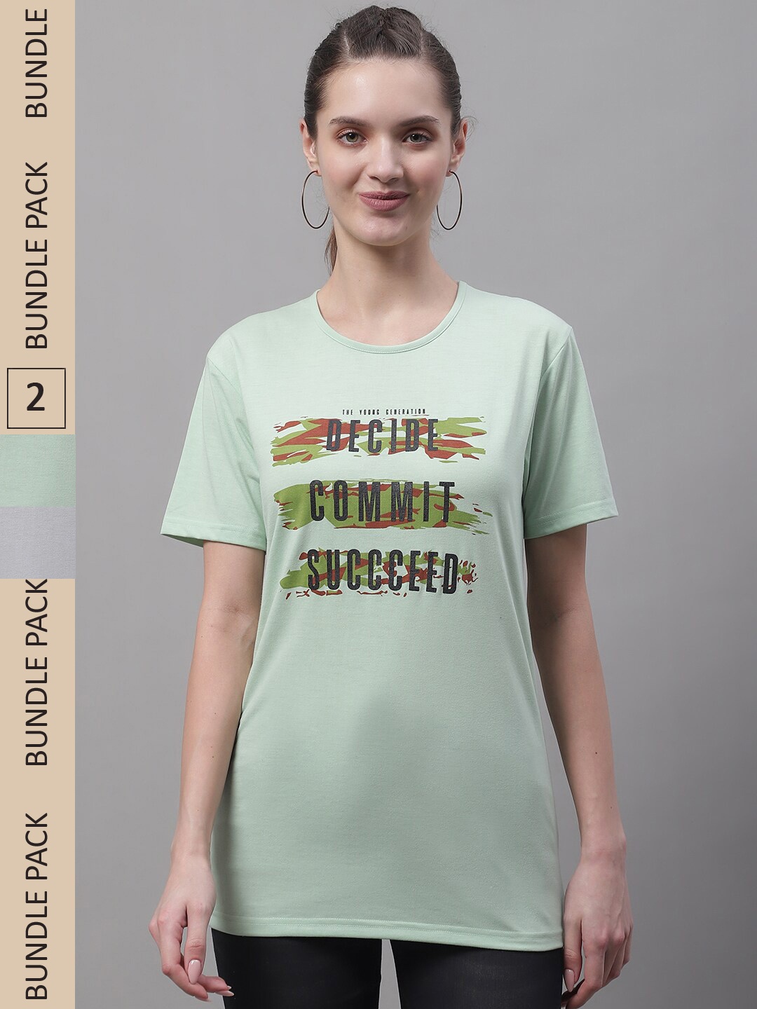 

MACK JONNEY Pack Of 2 Printed Cotton T-shirt, Green