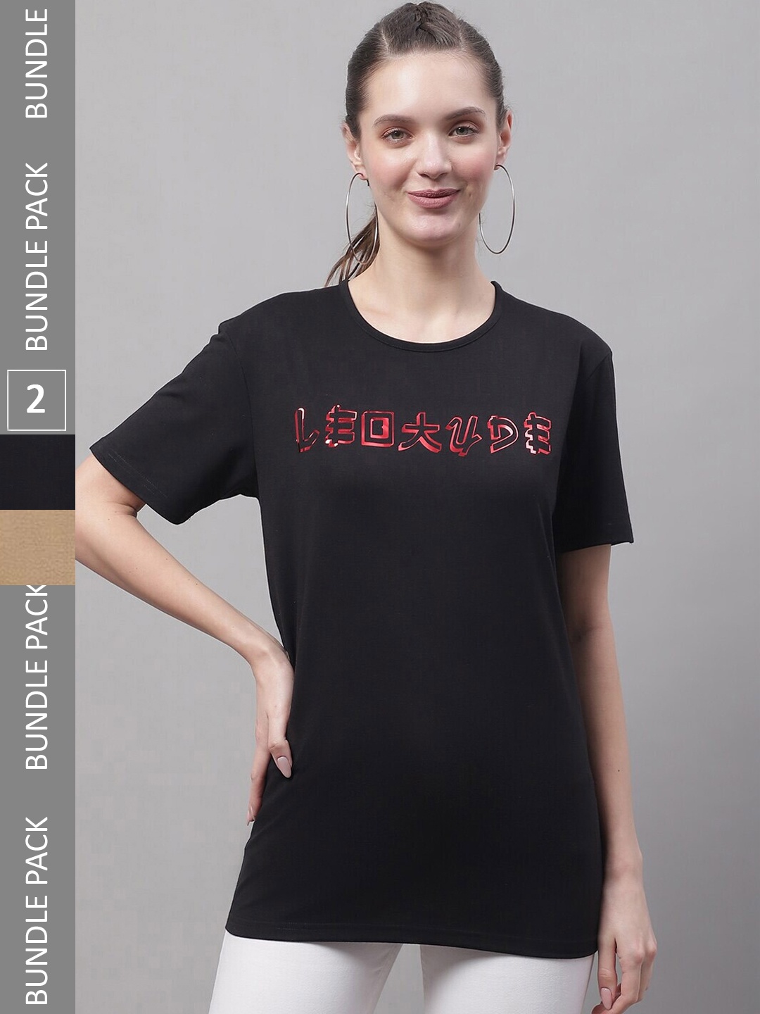 

MACK JONNEY Pack Of 2 Printed Cotton T-shirts, Black