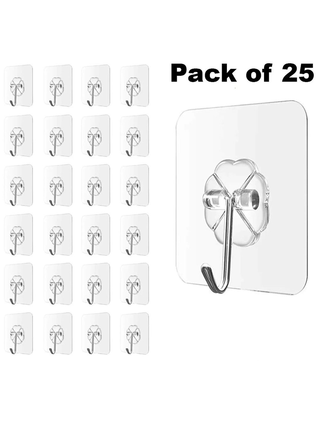 

DALUCI 25 Pieces Transparent Self Adhesive Wall Hooks