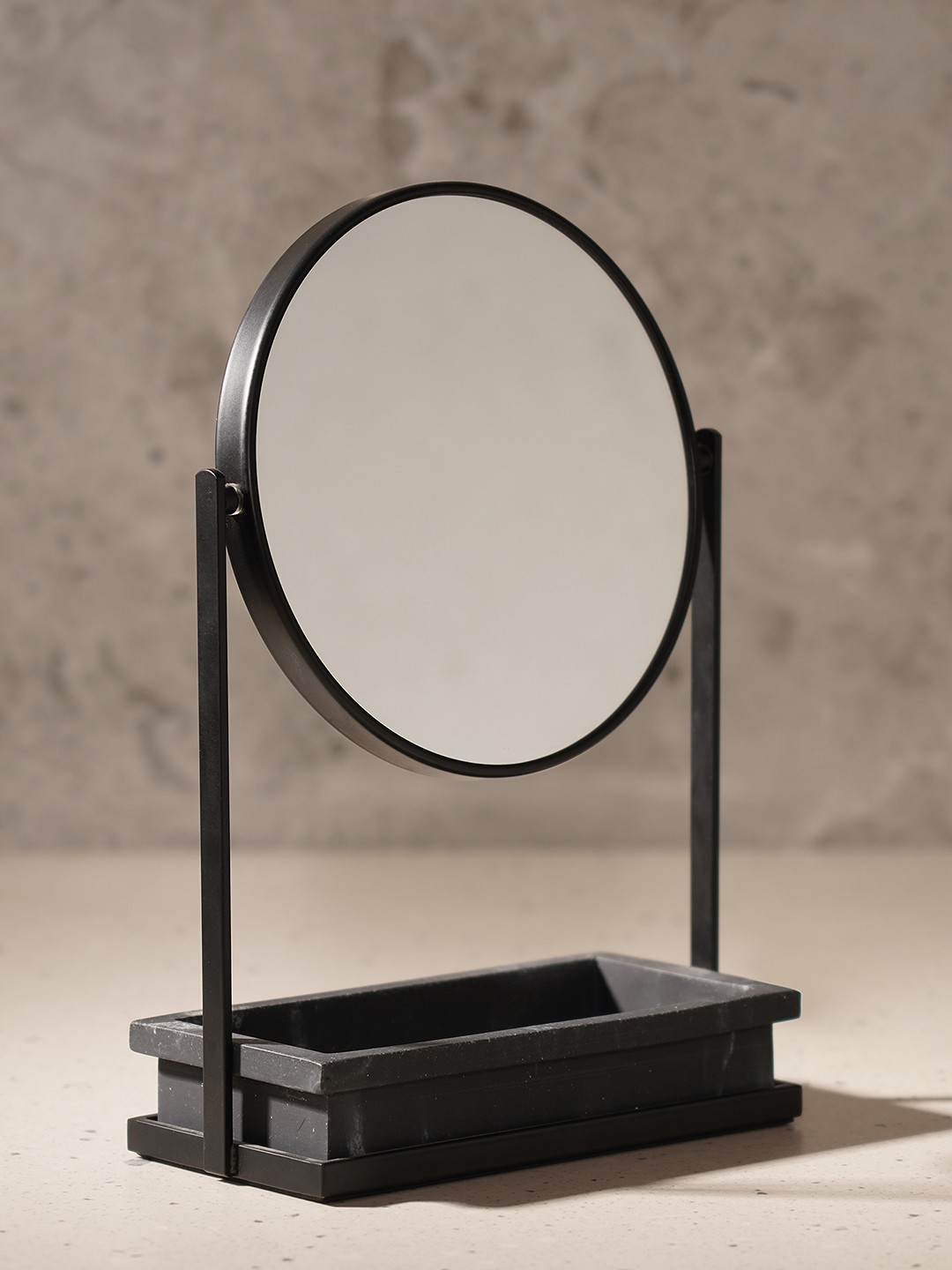 

Pure Home and Living Black Double Sided Metal Vanity Mirror With Polyresin Base