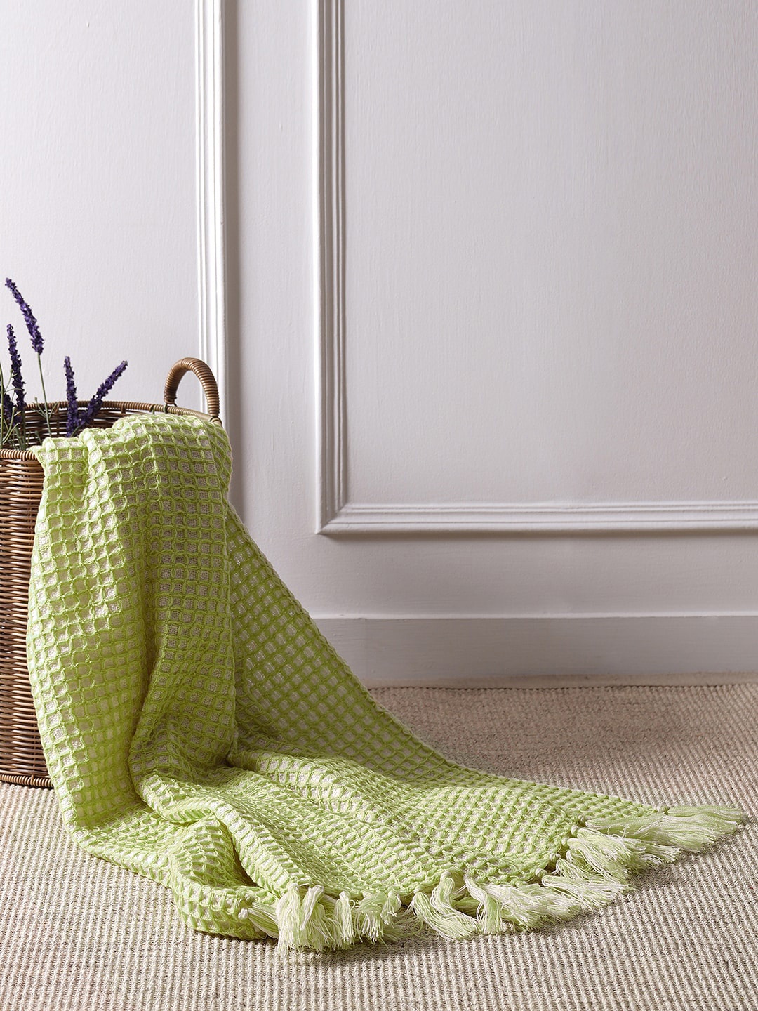 

Pure Home and Living Green Waffle Weave Design Throw