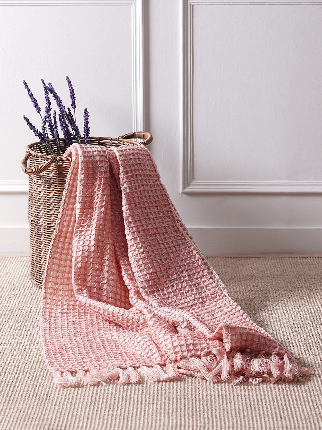 

Pure Home and Living Pink Waffle Weave Design Acrylic Throw