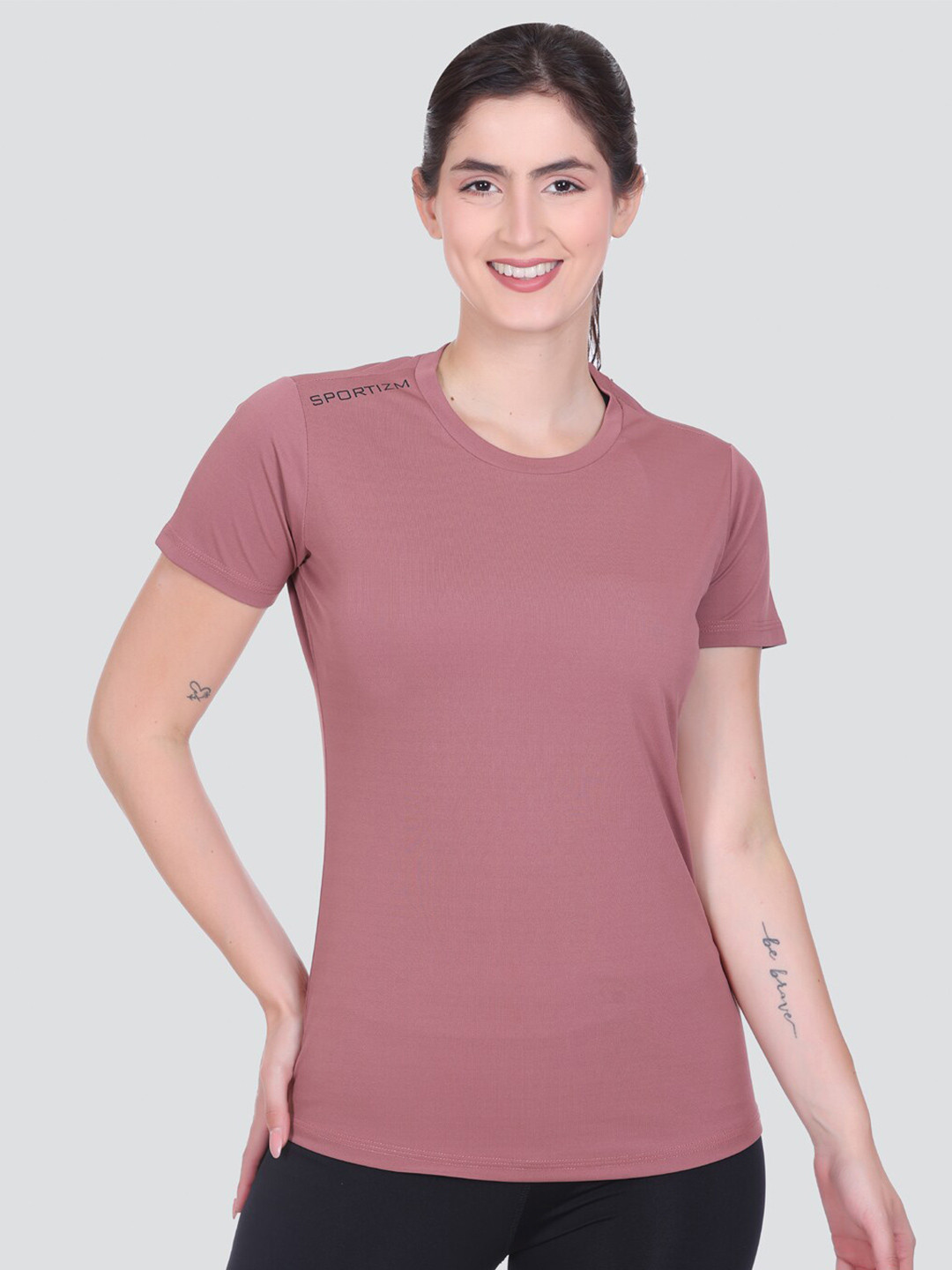 

SPORTIZM Round Neck Training or Gym T-shirt, Pink