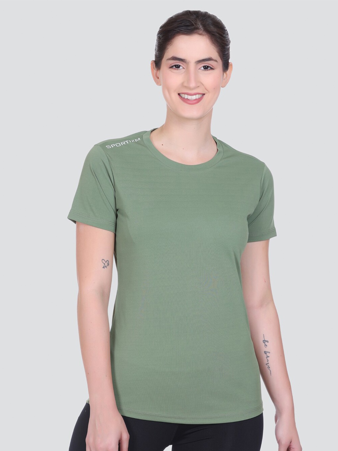 

SPORTIZM Short Sleeve Round Neck Sports T-shirt, Green