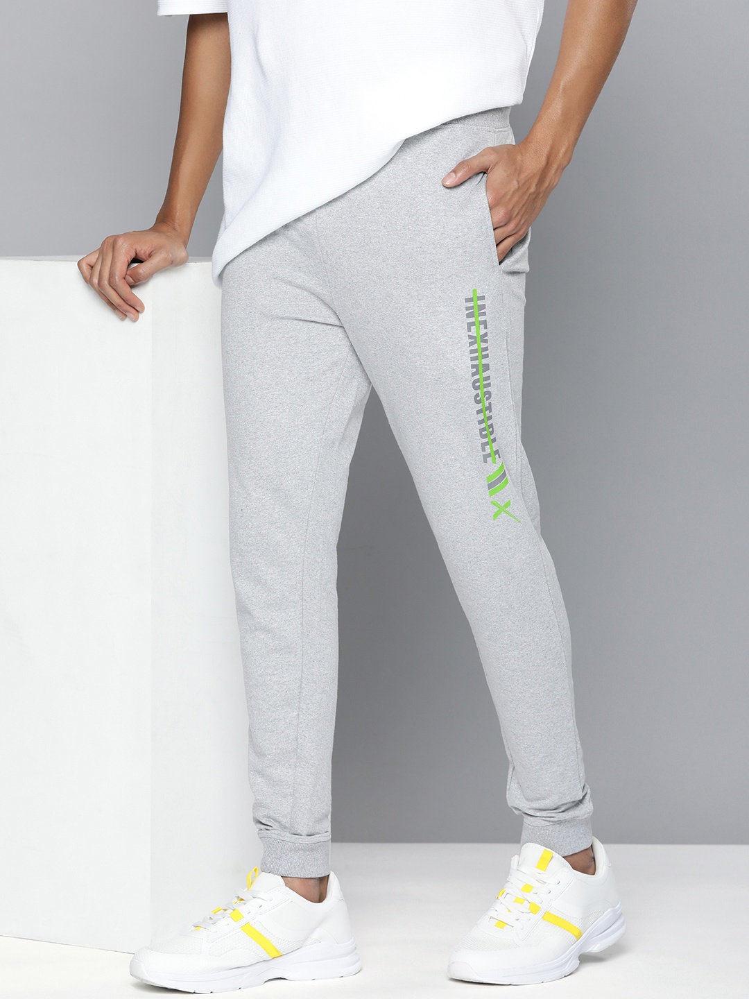 

HRX by Hrithik Roshan Men Typography Regular Fit Joggers, Grey melange