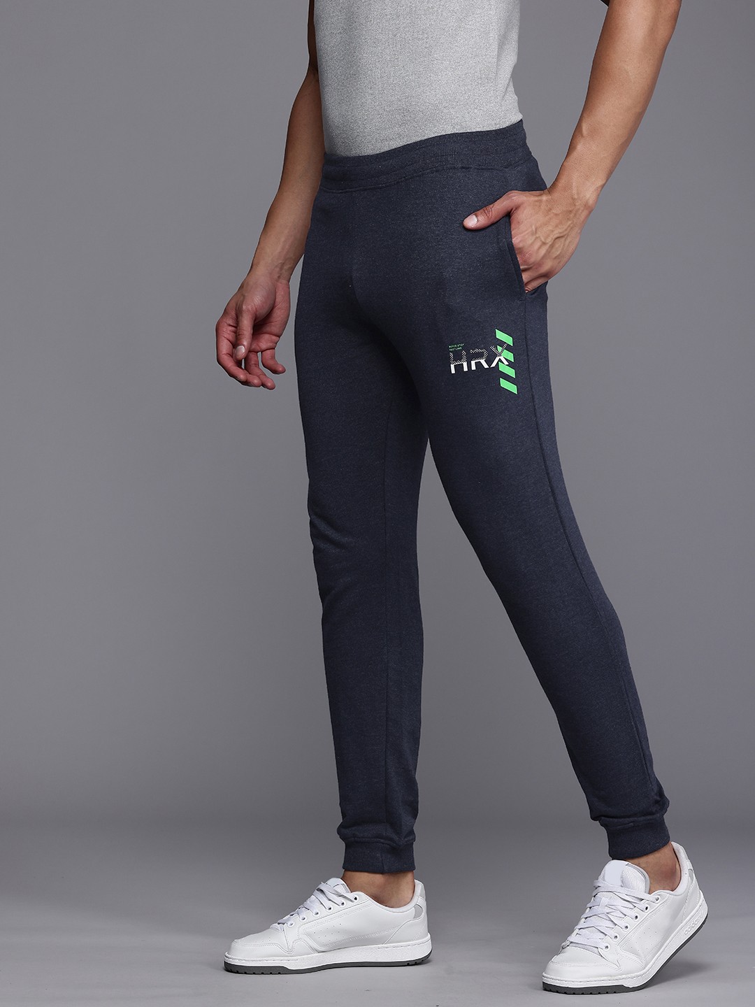 

HRX by Hrithik Roshan Men Regular Fit Solid Joggers, Navy blue
