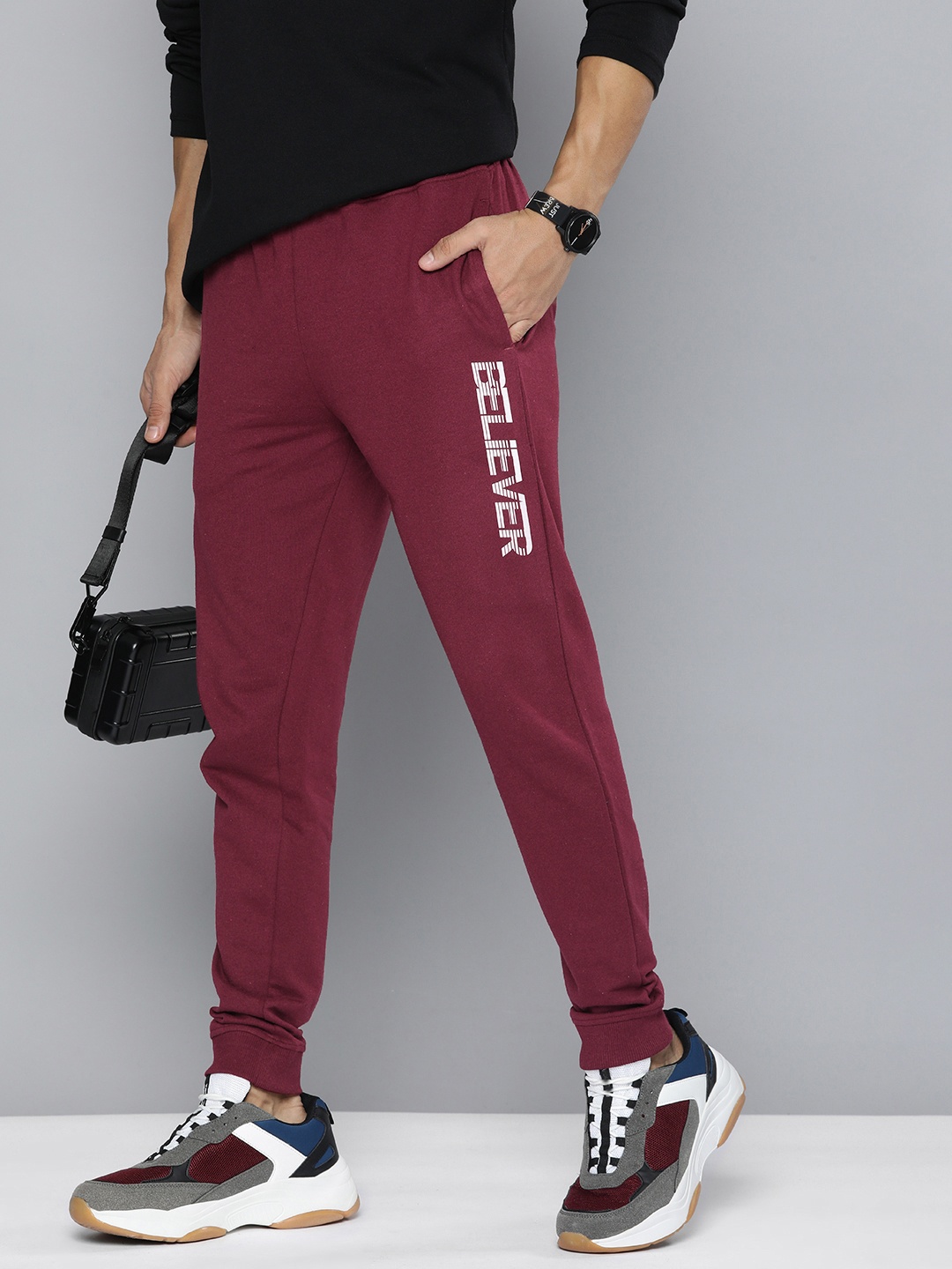 

HRX by Hrithik Roshan Men Regular Fit Solid Joggers, Maroon