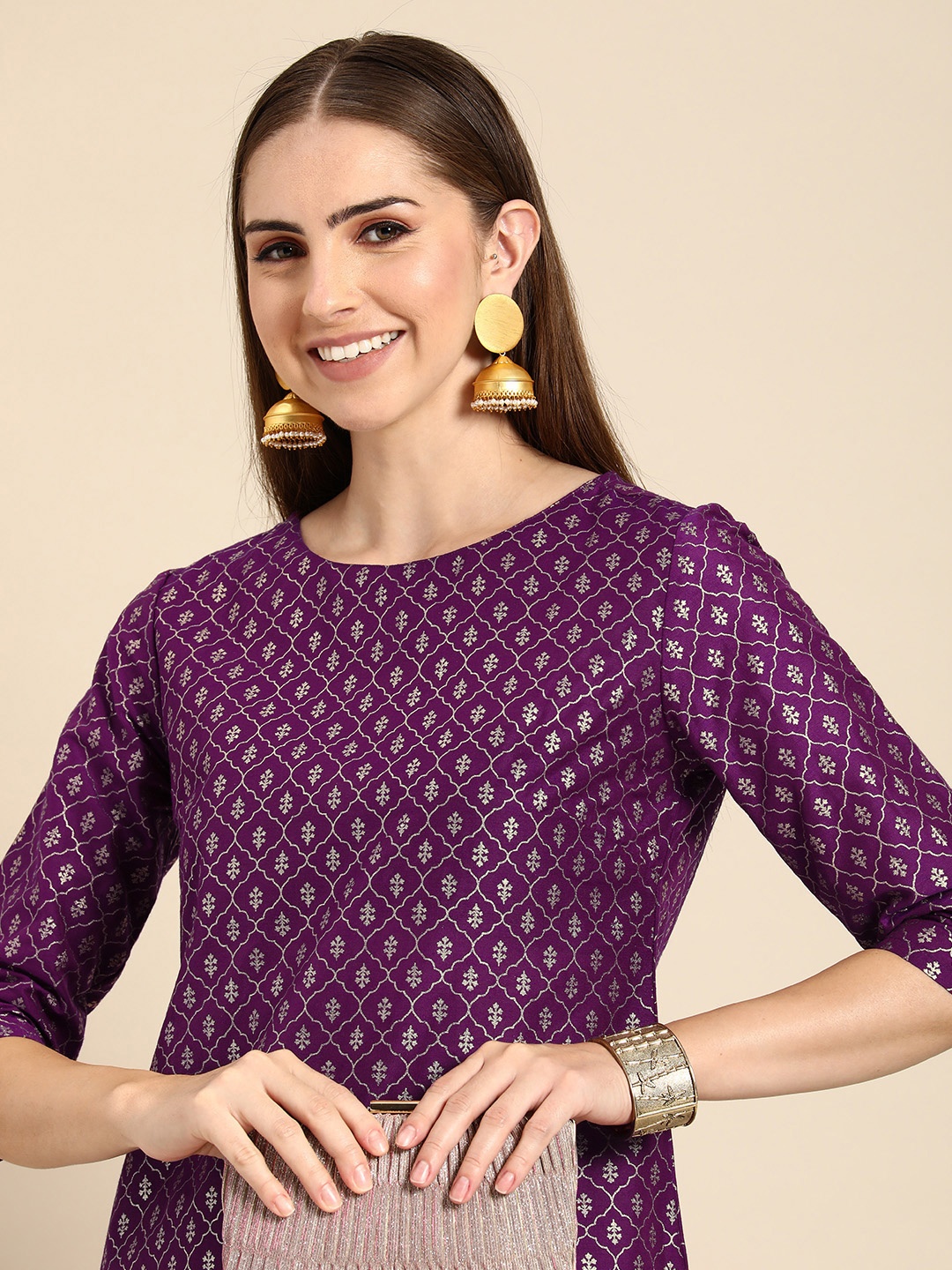 

Anouk Floral Printed Indie Prints Kurta, Purple