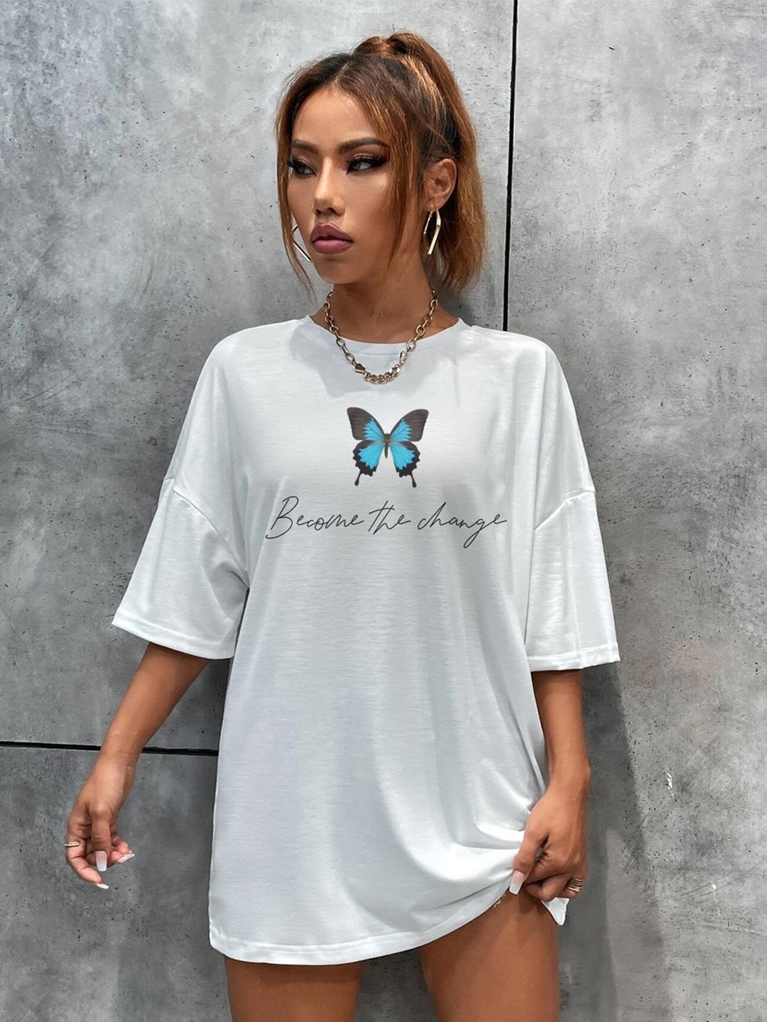 

Kotty Conversational Printed Oversize Cotton T-shirt, White