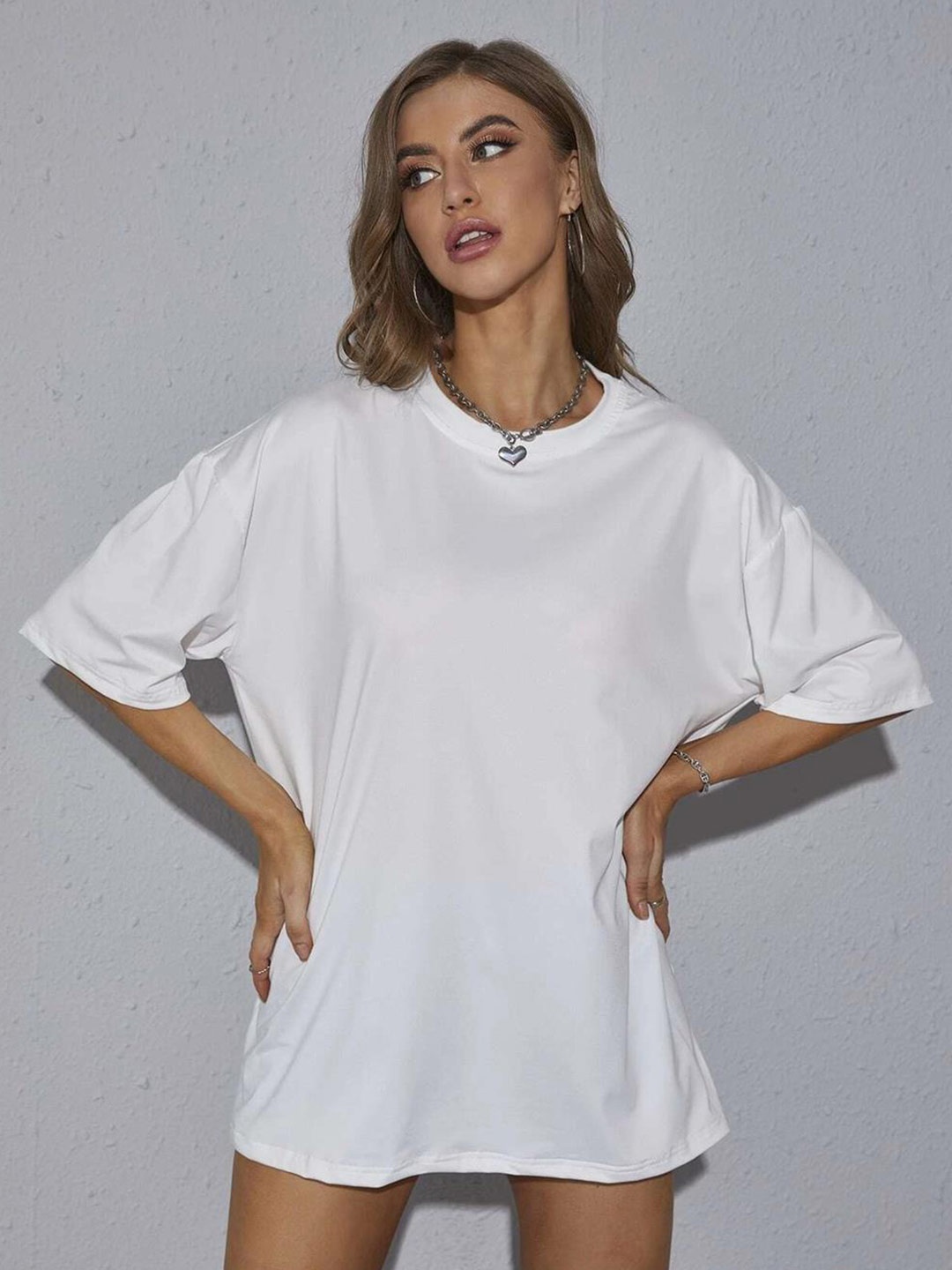 

Kotty Round Neck Oversize Cotton T-shirt, White