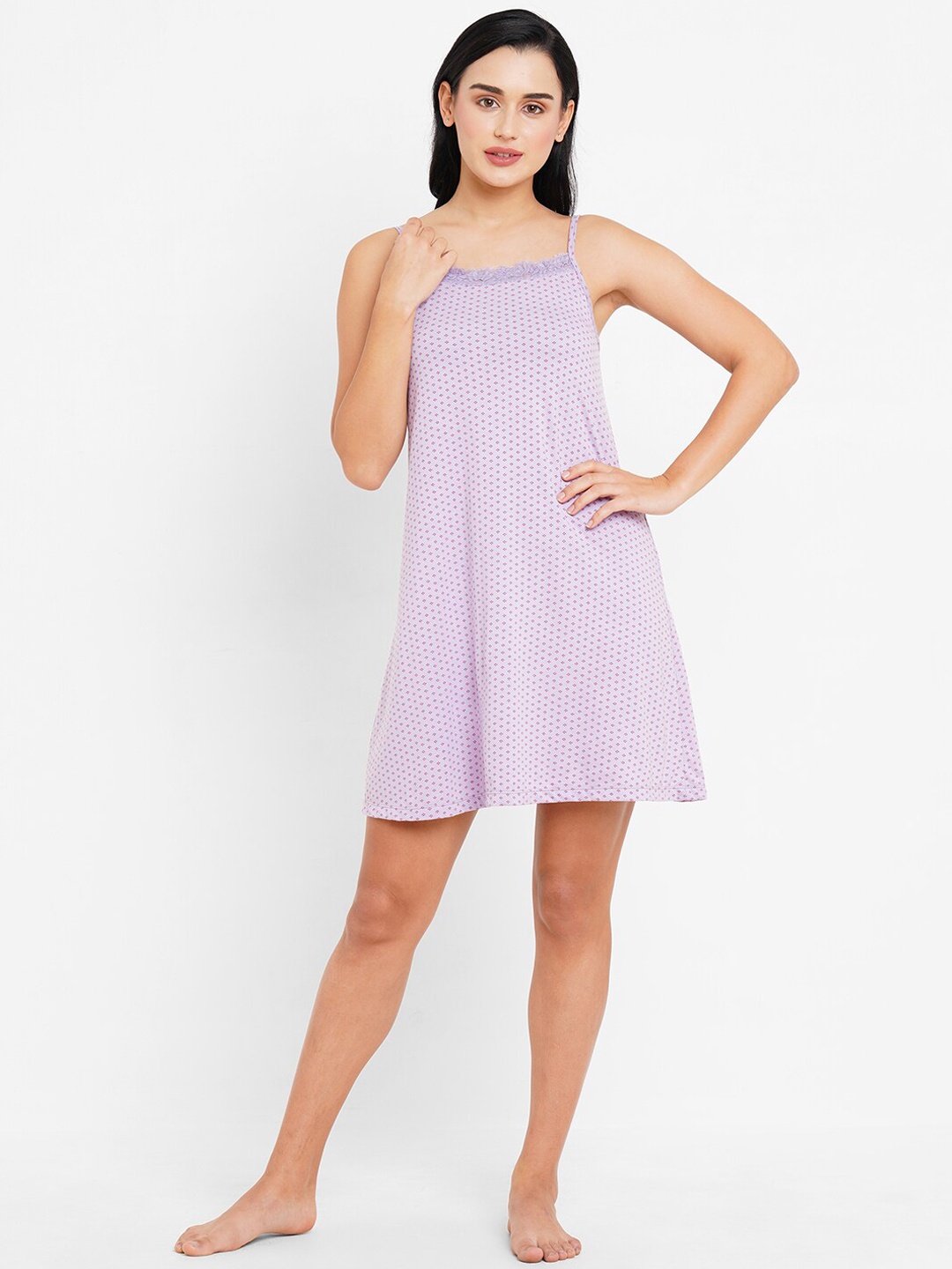 

Inner Sense Lavender Nightdress With Hairband