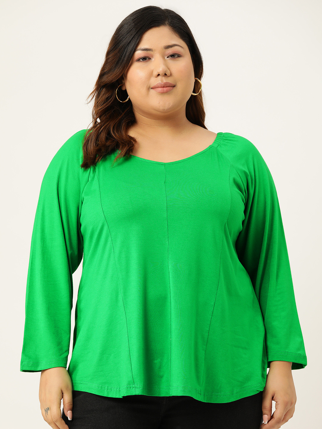 

theRebelinme Solid Plus Size Longline Top, Green