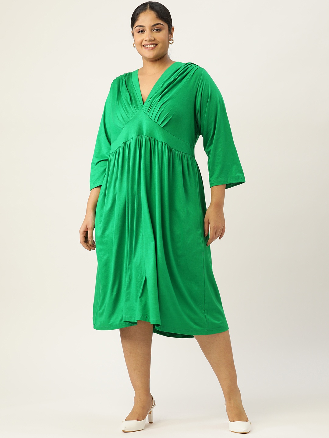 

theRebelinme Plus Size A-Line Midi Dress, Green