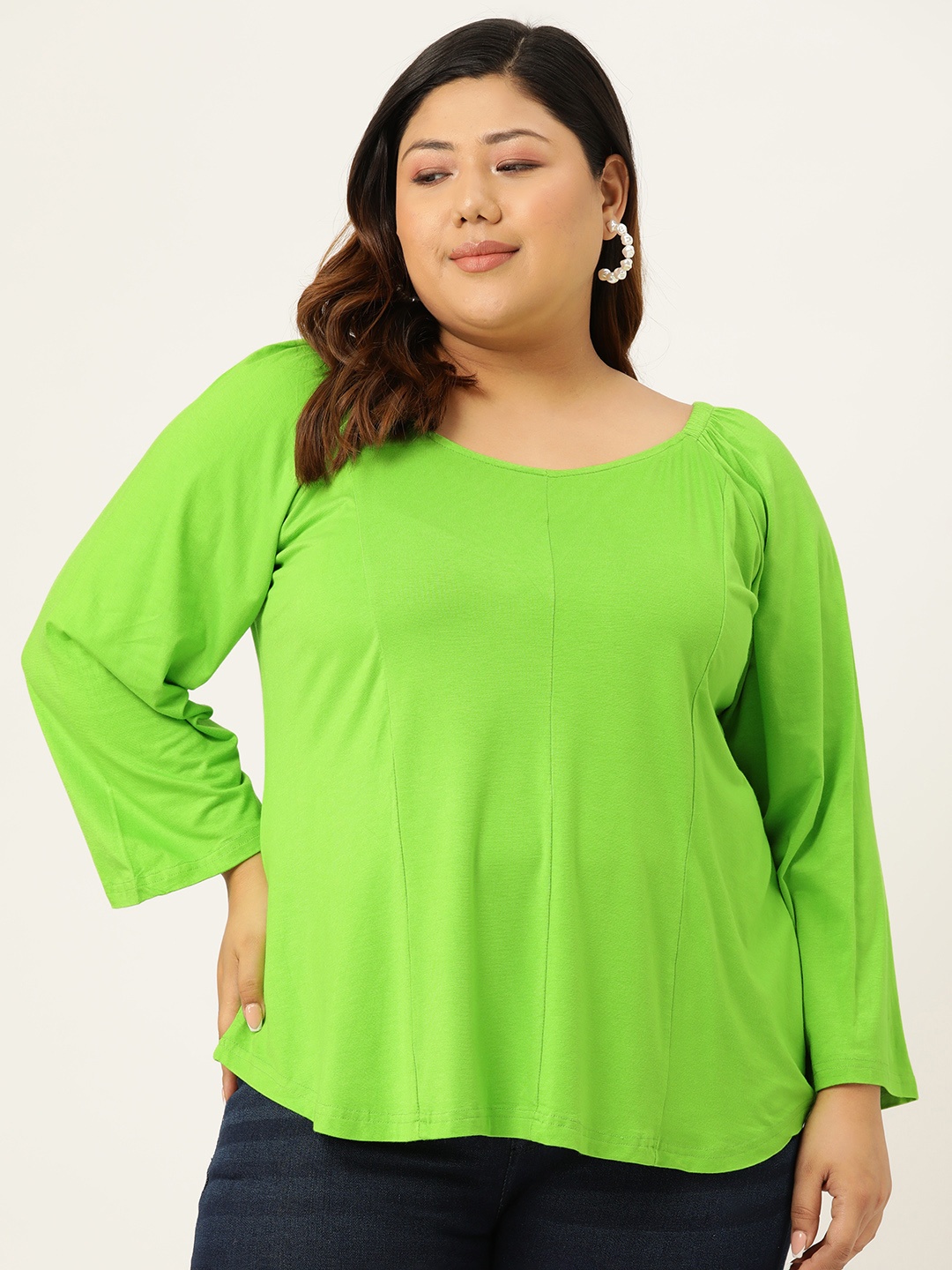 

theRebelinme Plus Size Solid Longline Top, Green