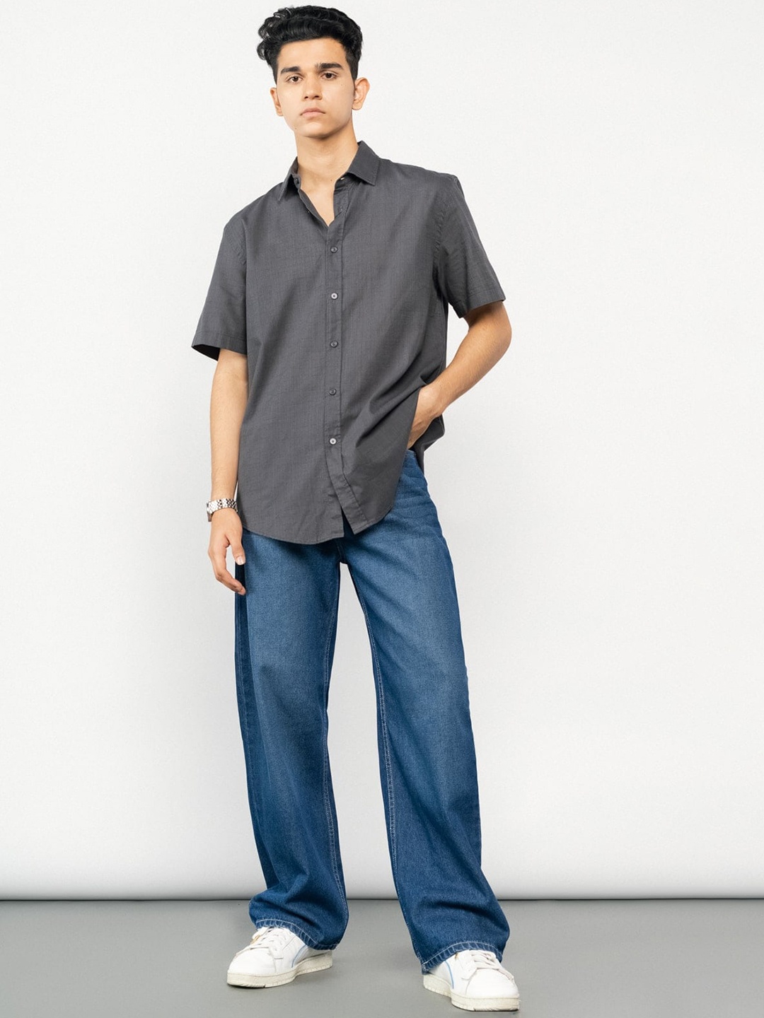 

FREAKINS Men Bootcut High-Rise Light Fade Pure Cotton Jeans, Blue