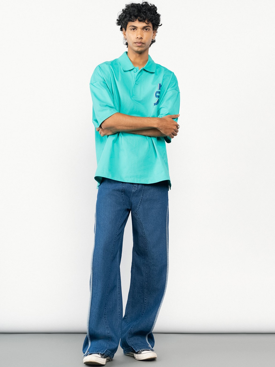 

FREAKINS Men Contrast Panel Bootcut High-Rise Light Fade Pure Cotton Jeans, Blue