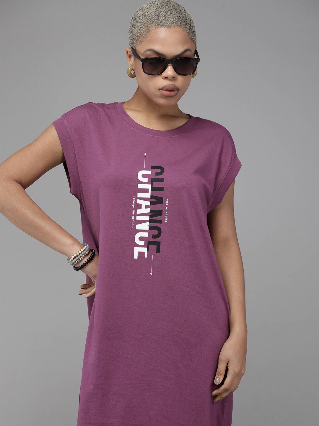 

Roadster Print T-shirt Dress, Purple