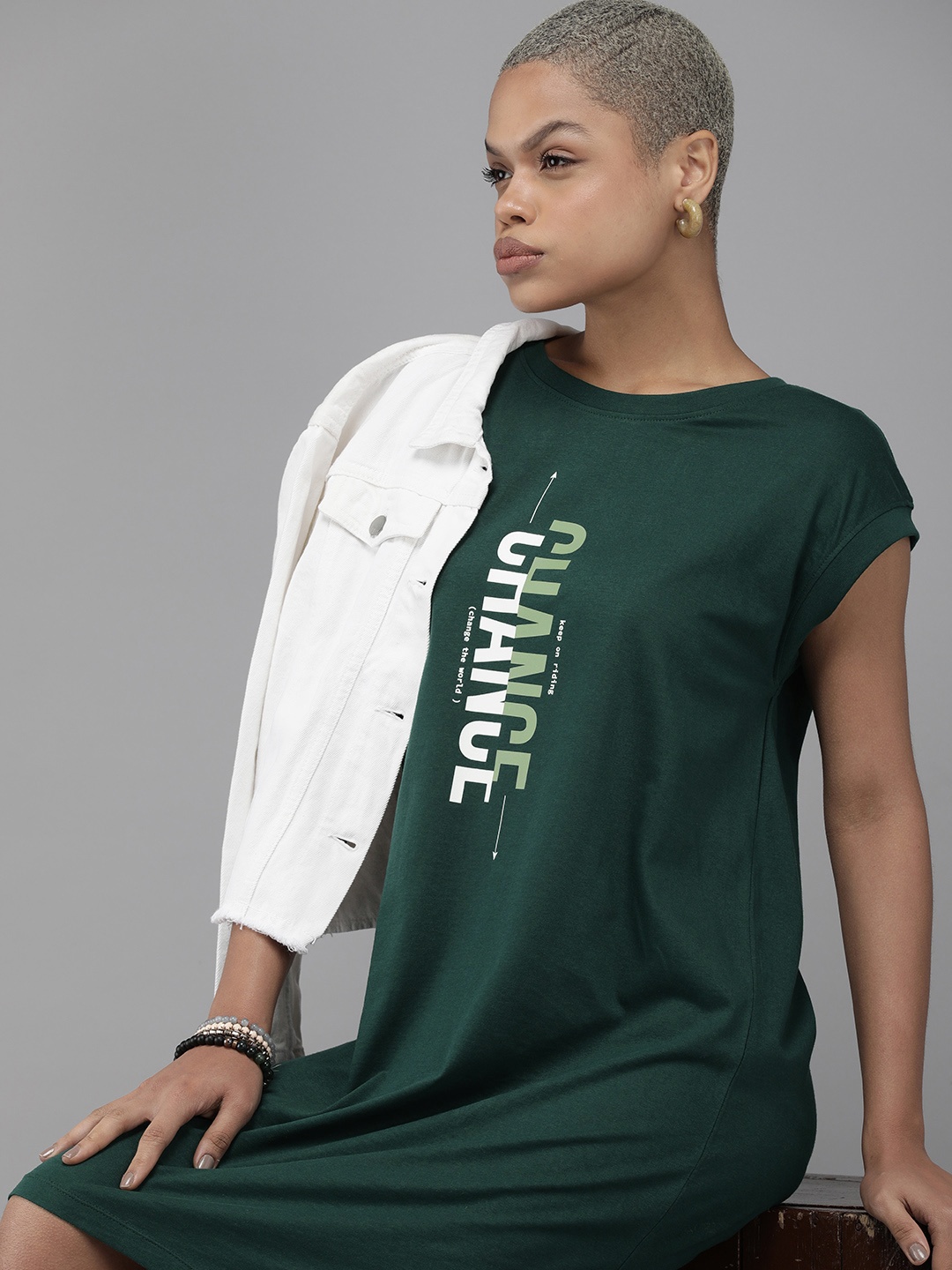 

Roadster Printed T-shirt Dress, Green