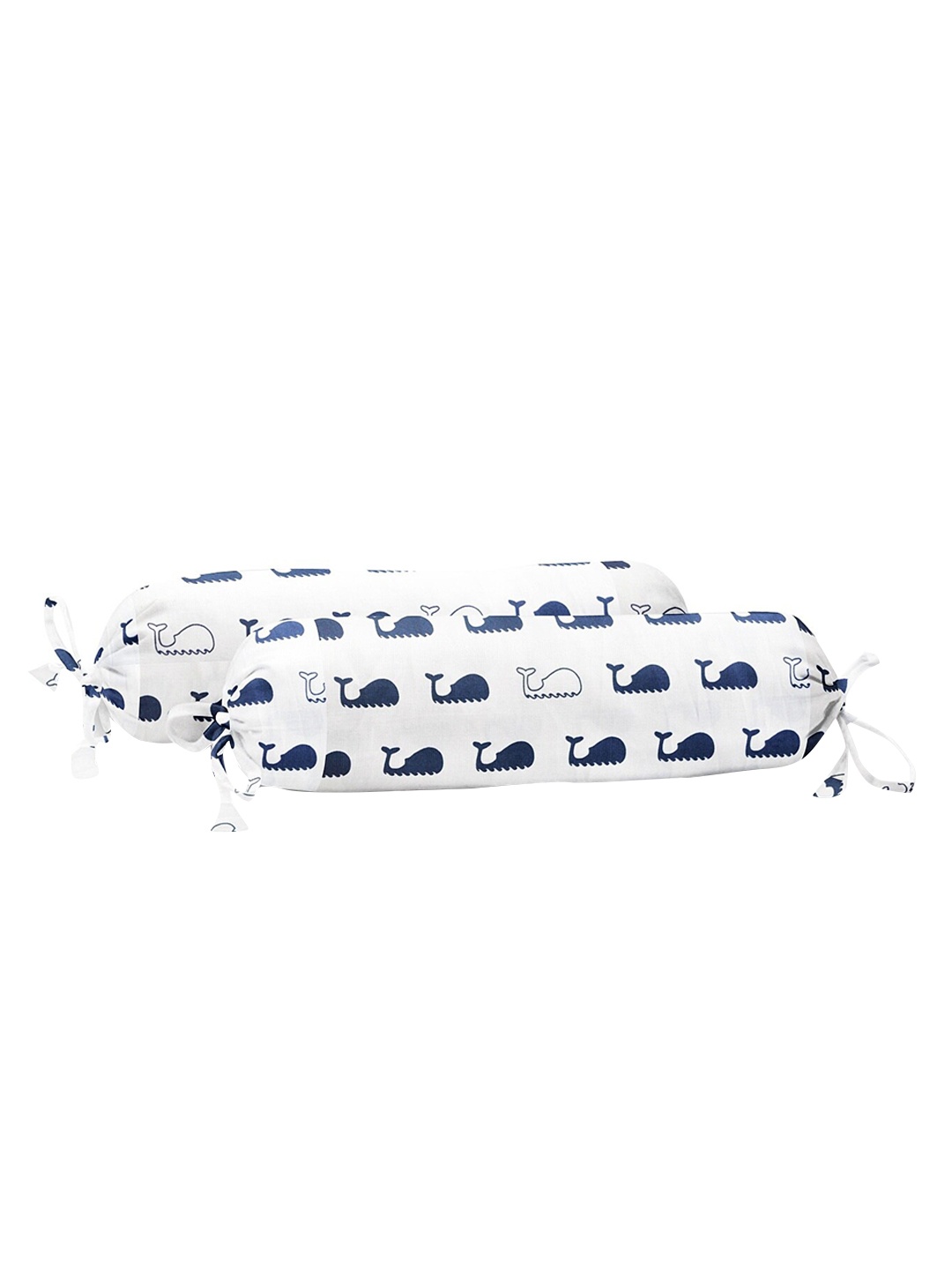 

THE BABY ATELIER Kids Blue 2 Pcs Dolphin Printed Organic Cotton Baby Bolster Covers