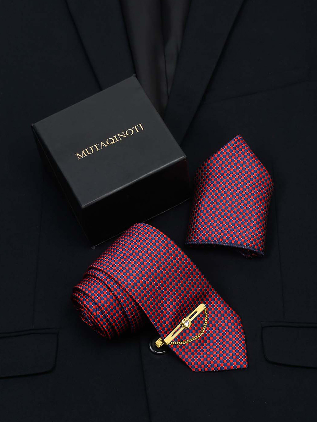 

MUTAQINOTI Men Printed Skinny Tie, Red