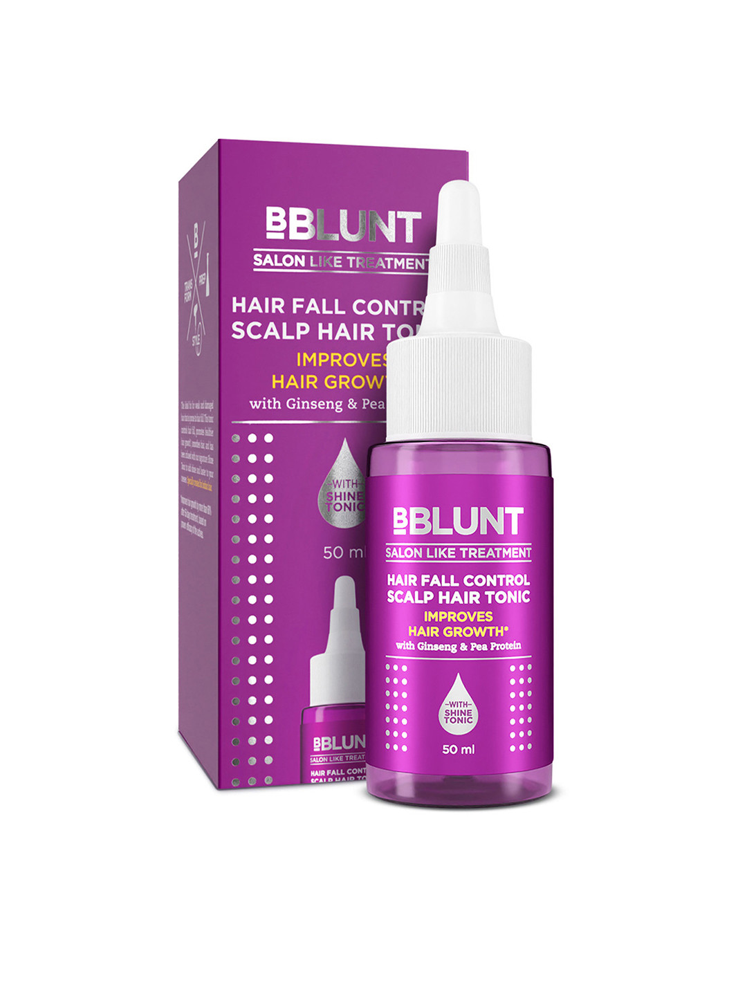 

BBLUNT Hair Fall Control Scalp Hair Tonic with Ginseng & Pea Protein - 50ml, Purple