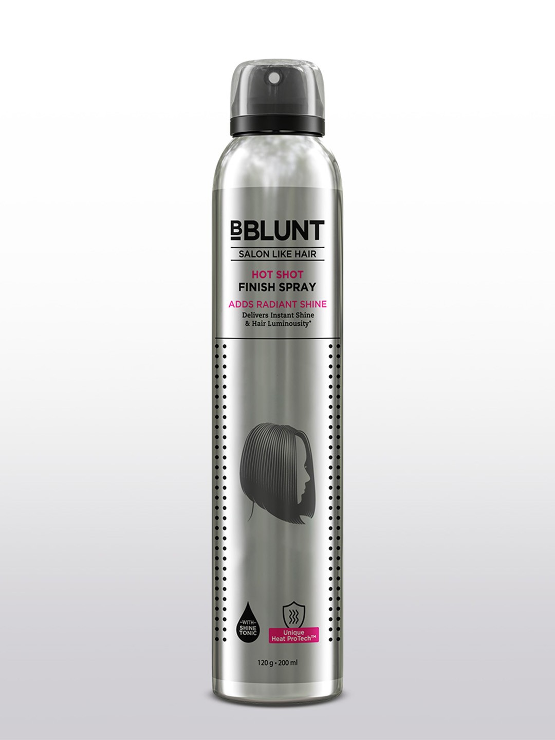 

BBLUNT Hot Shot Finish Hair Spray for Radiant Shine - 200 ml, Silver