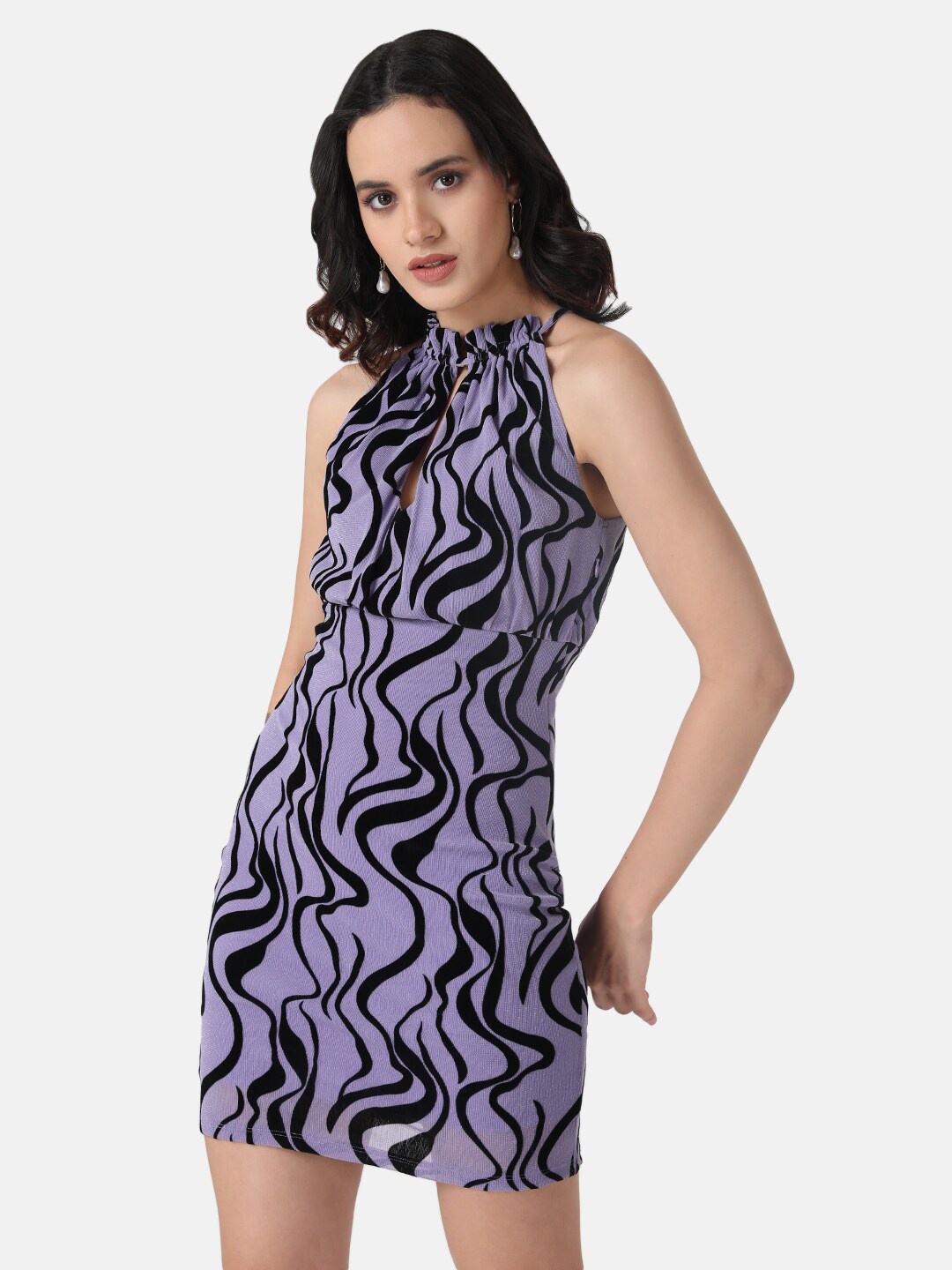 

Kazo Abstract Printed Sheath Mini Dress, Lavender