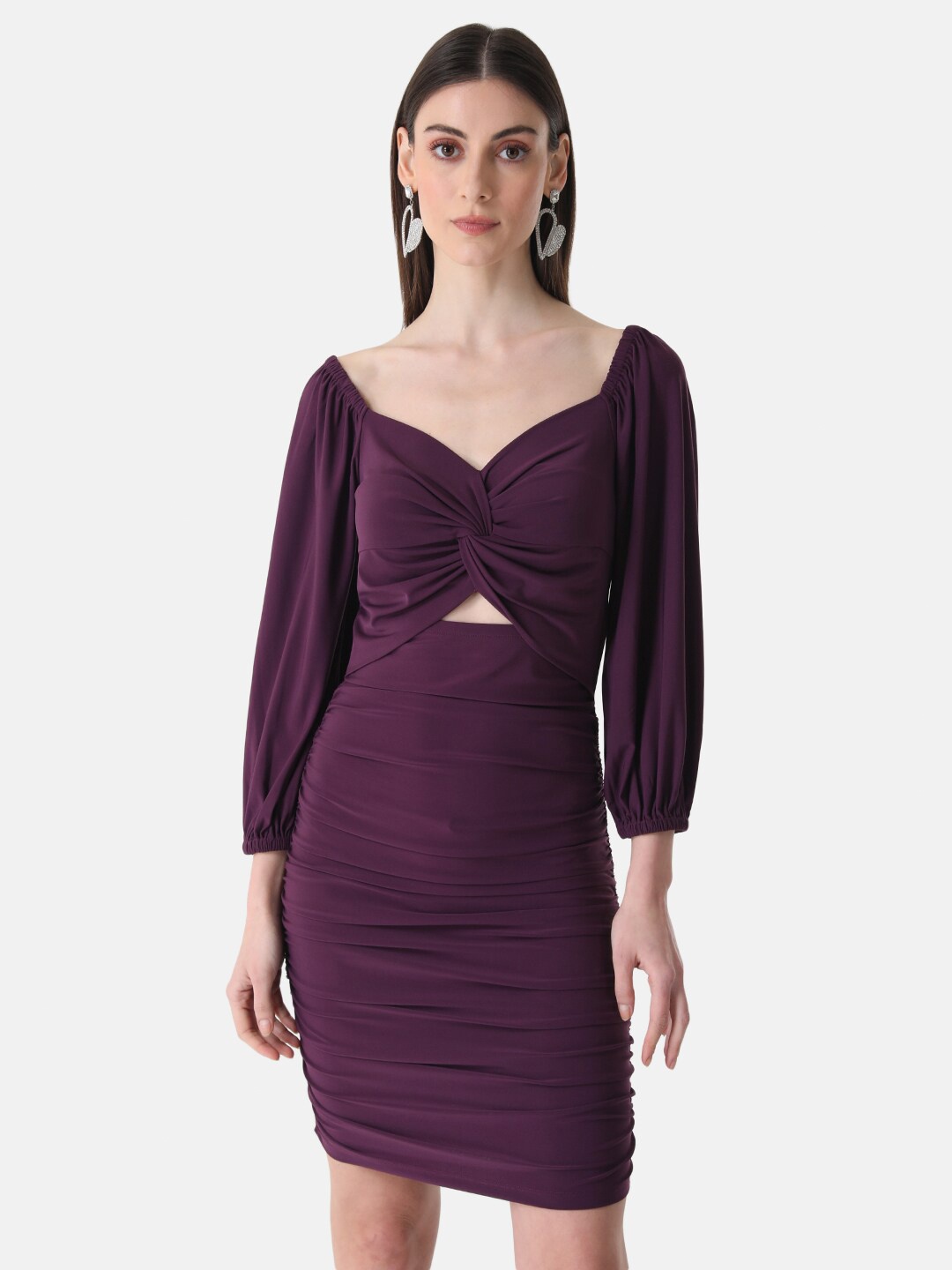 

Kazo Cut-Out Detail Ruched Bodycon Dress, Purple