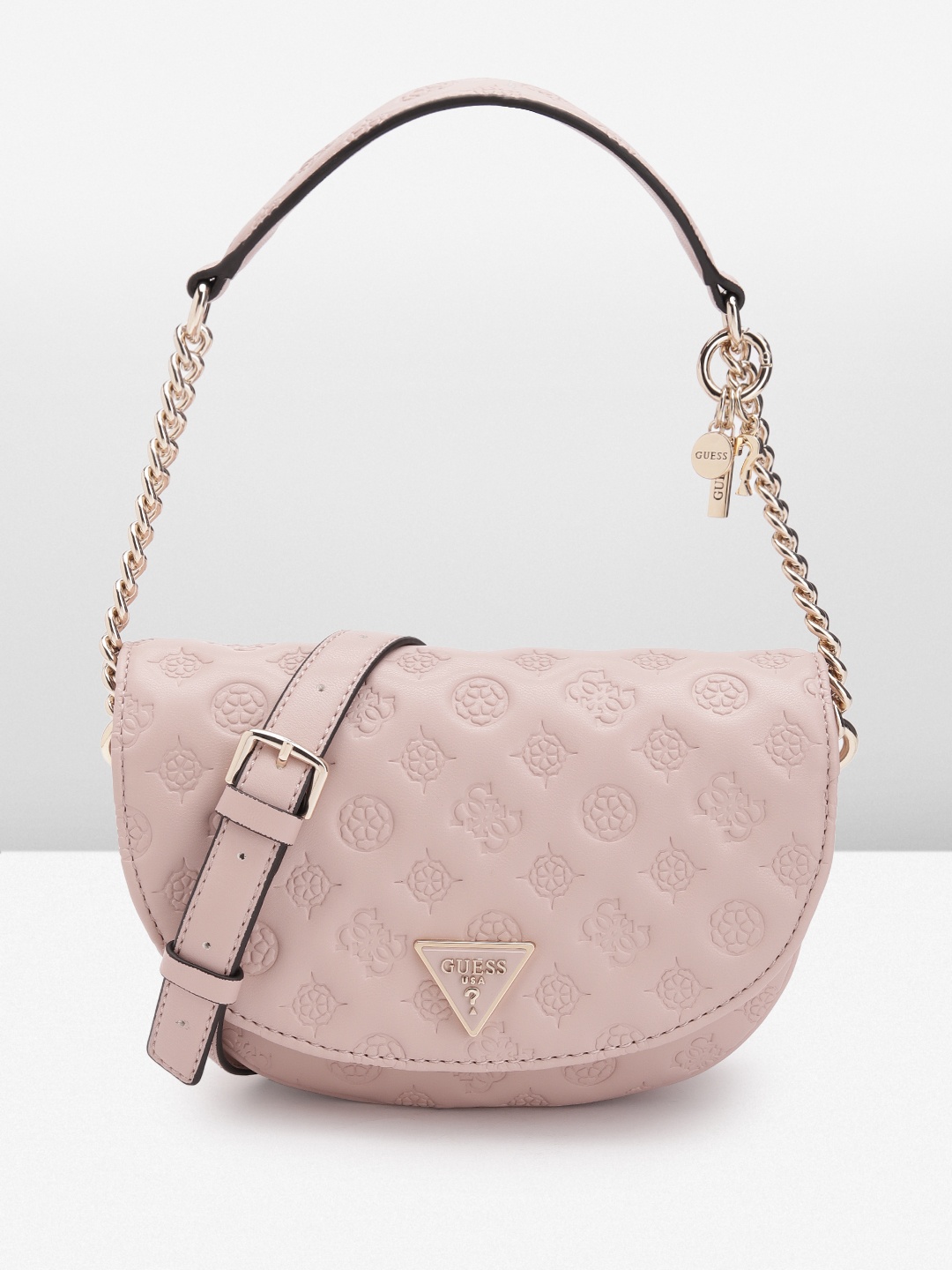 

GUESS Women Textured Half Moon Shoulder Bag, Pink
