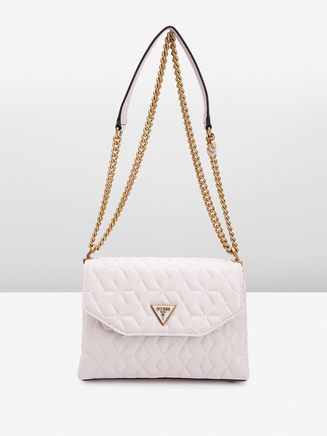 

GUESS Women Textured Structured Sling Bag, White