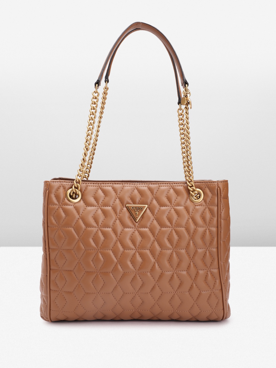 

GUESS Women Textured Structured Shoulder Bag, Brown
