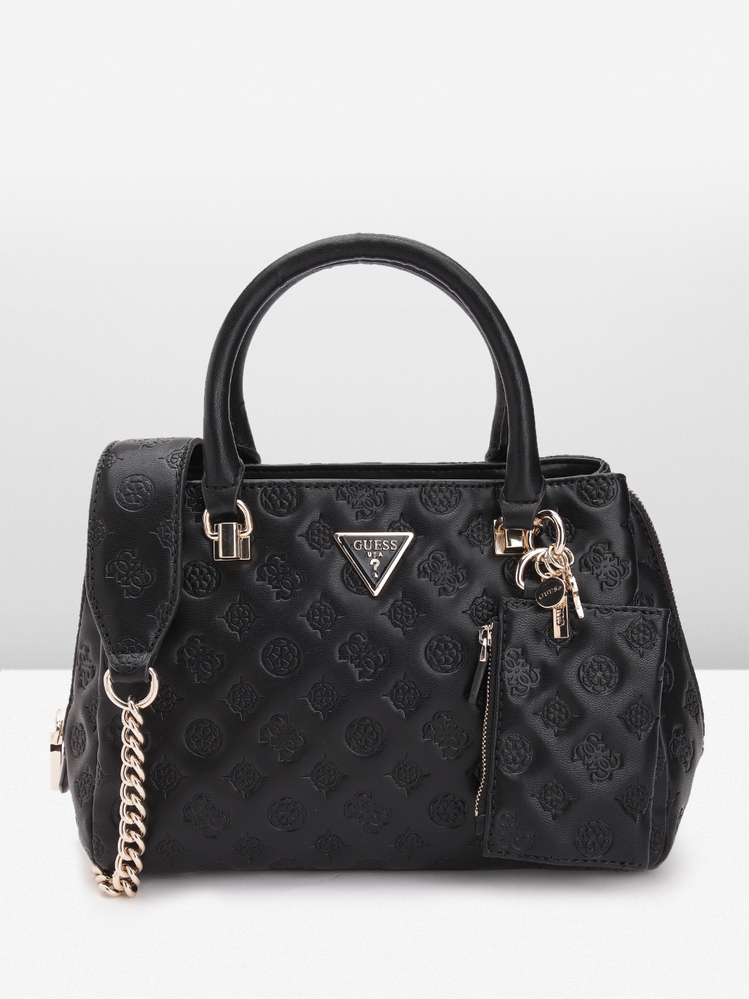 

GUESS Women Textured Structured Handheld Bag, Black