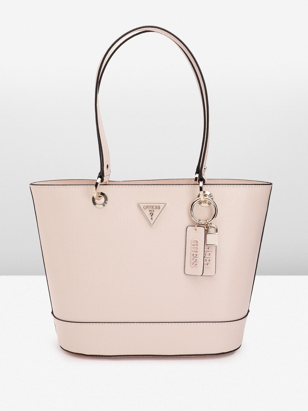 

GUESS Women Brand Logo Textured Structured Shoulder Bag, Pink