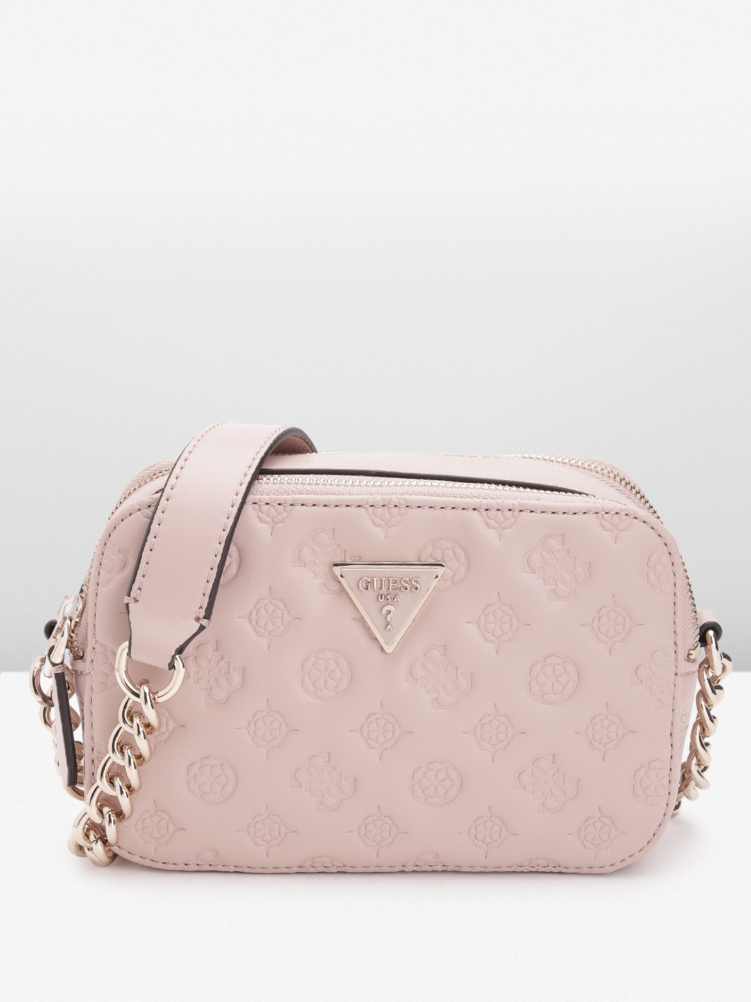 

GUESS Women Floral Textured Structured Sling Bag, Pink