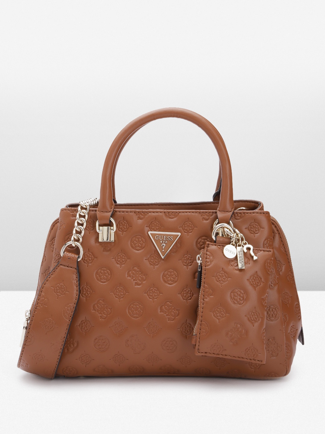 

GUESS Women Textured Structured Handheld Bag, Brown