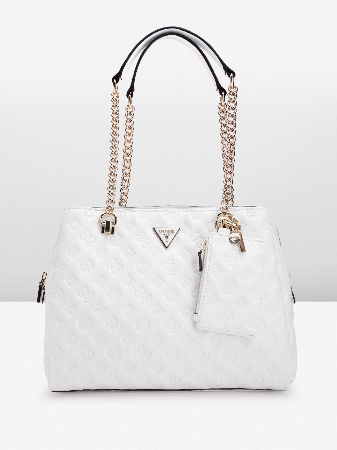 

GUESS Women Floral Textured Structured Shoulder Bag, White