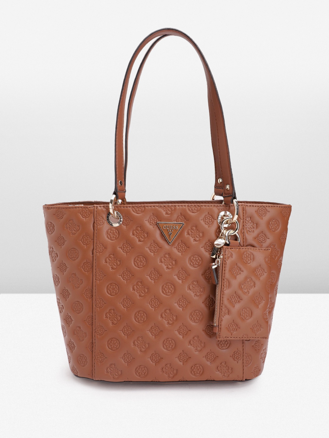 

GUESS Women Textured Structured Shoulder Bag, Brown