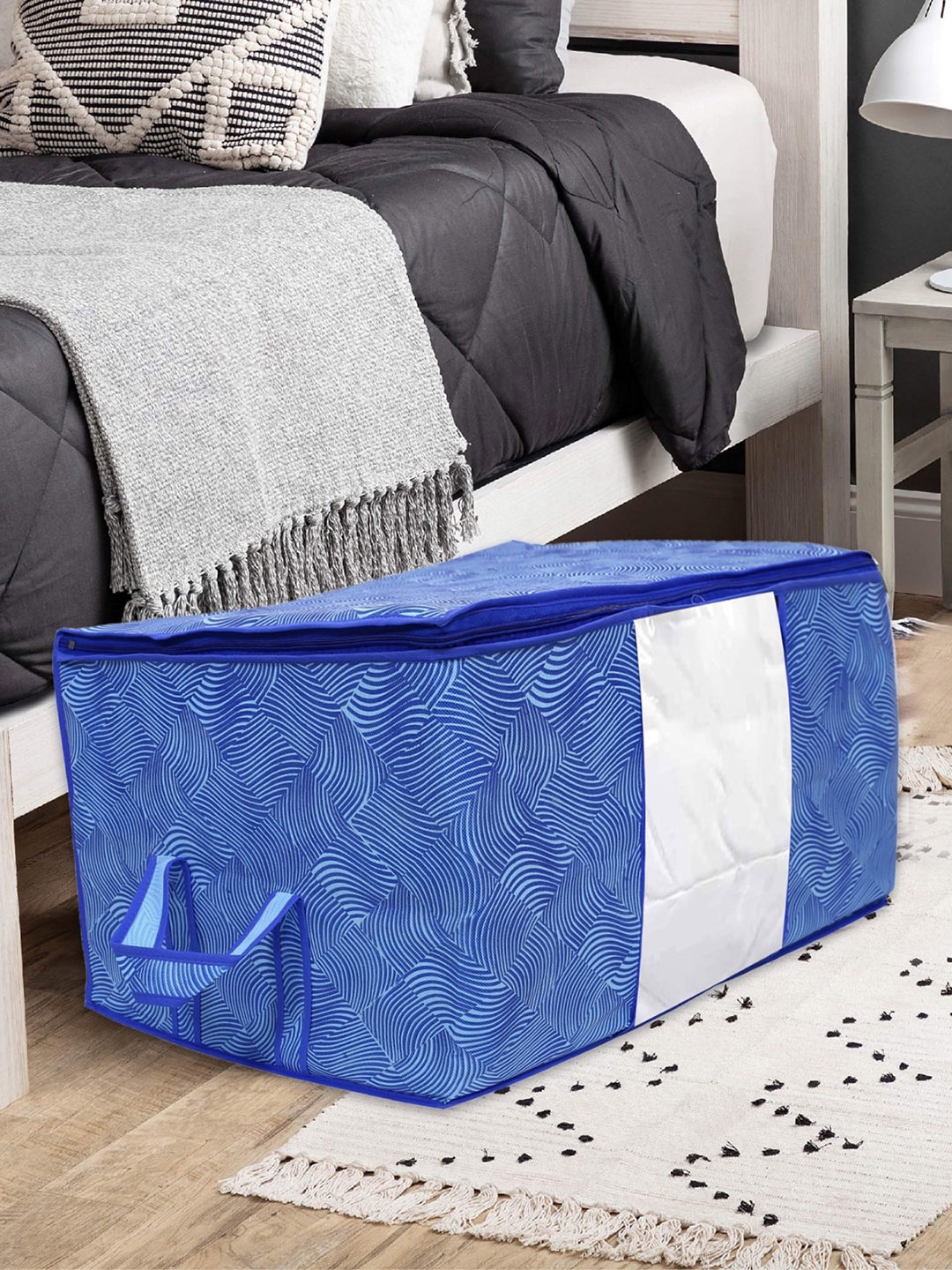 

Home Fresh Blue Lehriya Printed Canvas Multi-Utility Organiser With Handle