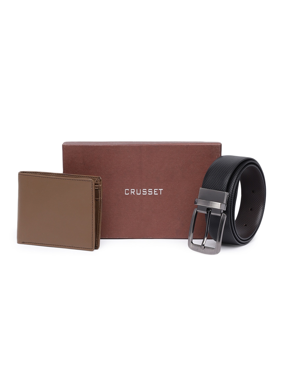 

CRUSSET Men Belt & Wallet Gift Set, Black