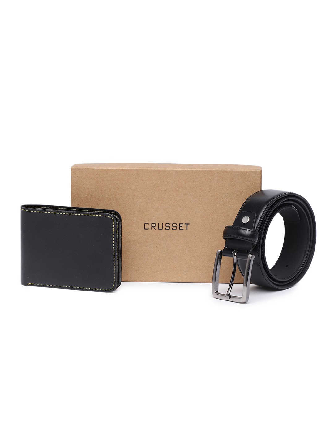

CRUSSET Men Belt & Wallet Gift Set, Black