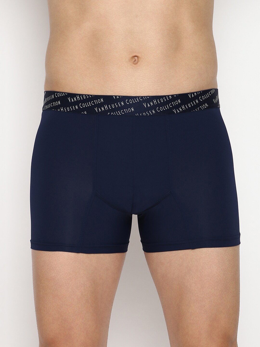 

Van Heusen Men Solid 4 Way Stretch 3D Logo Waistband Tactel Trunk, Navy blue