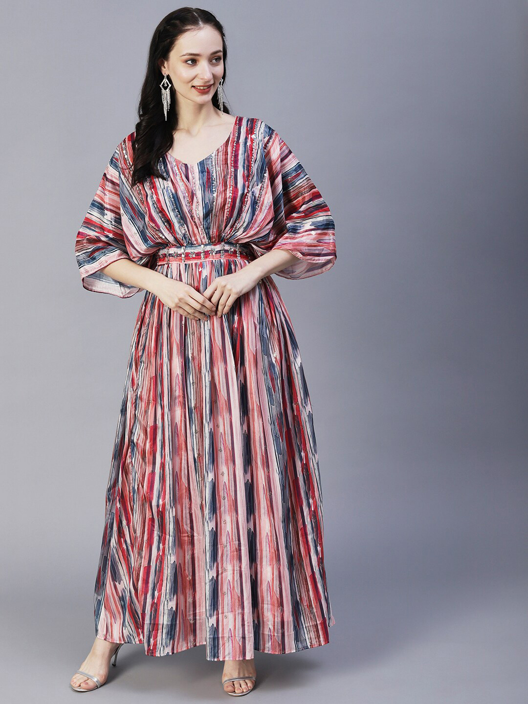 

FASHOR Multicoloured Floral Print Crepe Maxi Dress, Multi