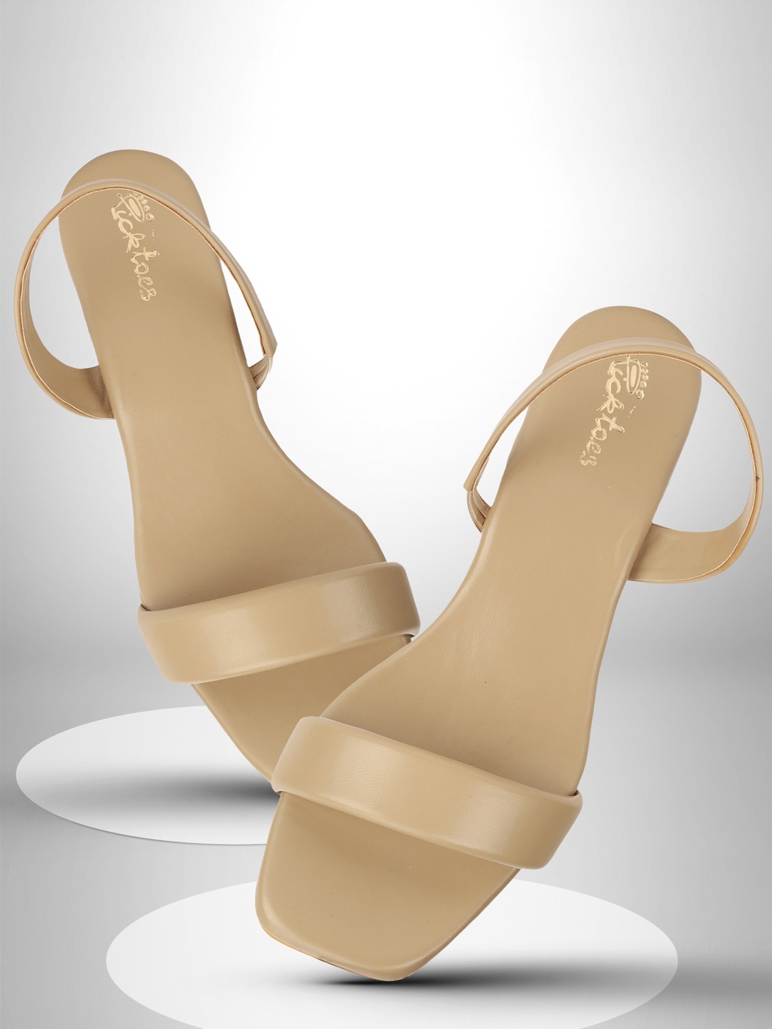 

Picktoes Open Toe Block Heels With Backstrap, Cream