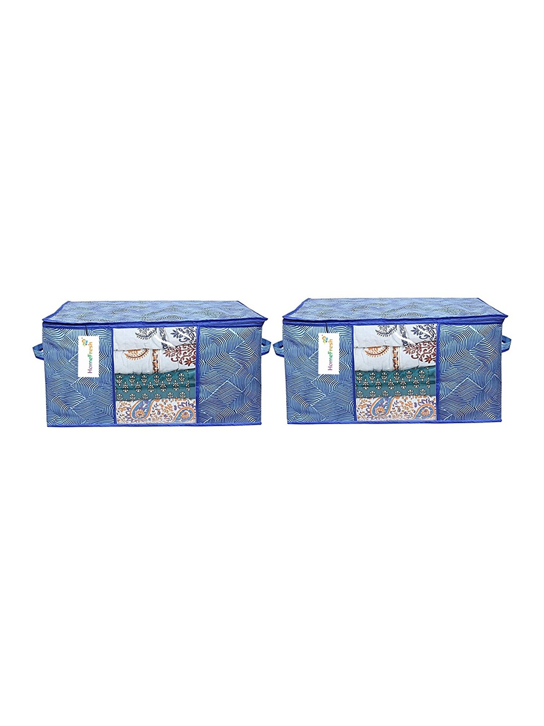 

Home Fresh Blue & White 2-Pcs Printed Large Canvas Multi Utility Organisers