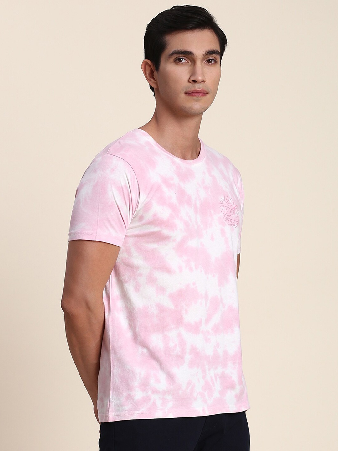 

Dennis Lingo Tie And Dye Pure Cotton Casual T-Shirt, Pink